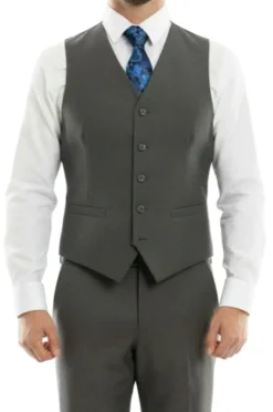 (38R, 40R, 46L) Modern Fit 3 Piece Dark Gray Wool Suit