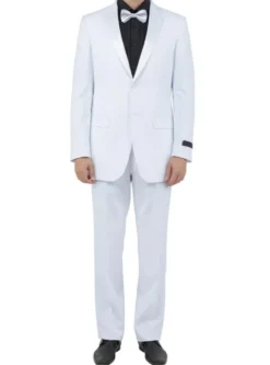 (38R) Regular Fit White 2 Piece Tuxedo With Slim Satin Lapel