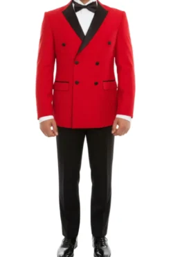 (46R, 46S) Slim fit Double Breasted Red Tuxedo