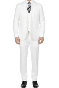 (38R) White Regular Fit 3-Piece Suit