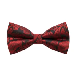 Red Floral Jacquard Pattern Bow Tie