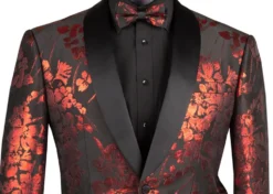 Red Slim Fit Fashion Jacket Shawl Lapel