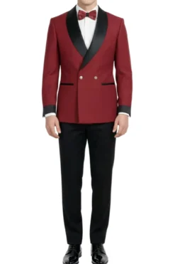 Red Slim Fit 2-Piece Double Breasted Shawl Lapel Tuxedo
