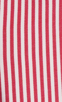 Red White Bold Stripe French Cuff Dress Shirt with Tie, Cuff Links and Pocket Square