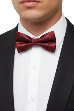 Red Floral Jacquard Pattern Bow Tie
