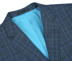 Regular Fit 2 Piece Dress Suit Windowpane in Blue