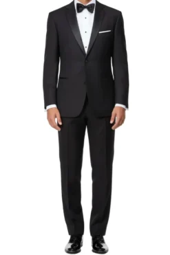 Regular Fit Black 2 Piece Tuxedo With Satin Lapel
