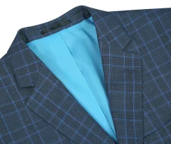 Regular Fit 2 Piece Dress Suit Windowpane in Blue