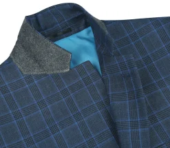Regular Fit 2 Piece Dress Suit Windowpane in Blue