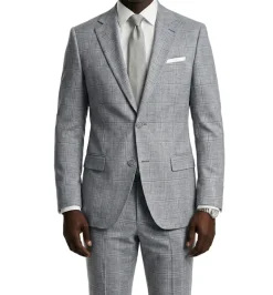 Regular Fit 2 Piece Plaid Suit in Gray