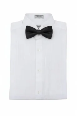 (15½ 34/35) Regular Fit Wingtip Collar Pin Pleated Tuxedo Shirt - White