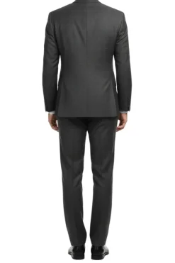 (50 Regular) Gray Regular Fit Wool Blend Windowpane 2 Piece Suit