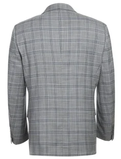 (44R) Lozano Collection - Men's 2 Piece Regular Fit Gray Plaid Suit
