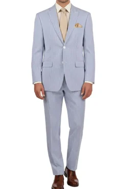 (52R) Navy Modern Fit Seersucker