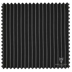 Rockefeller Collection - Double Breasted Stripe Suit Black Regular Fit 2 Piece with Adjustable Waistband Pants