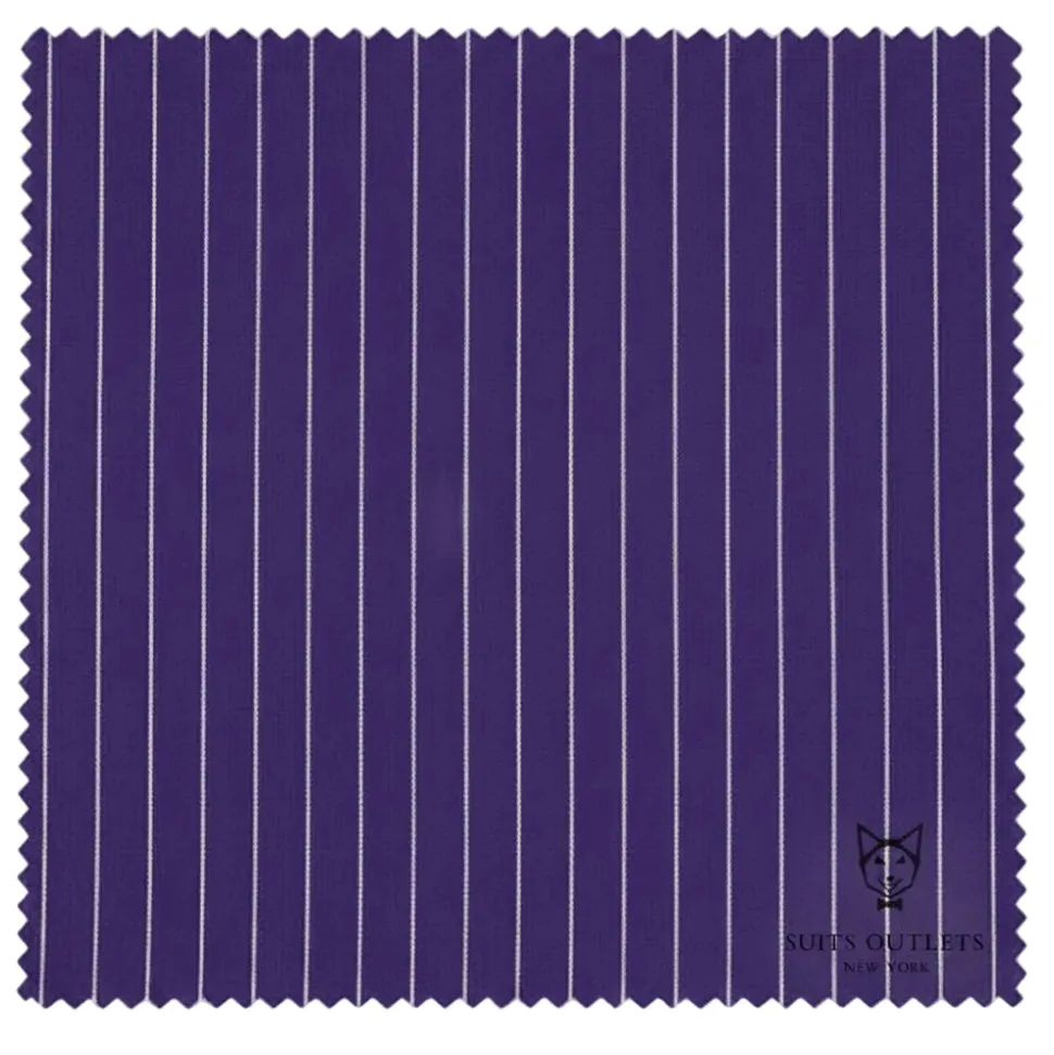 Rockefeller Collection - Double Breasted Stripe Suit Purple Regular Fit 2 Piece with Adjustable Waistband Pants