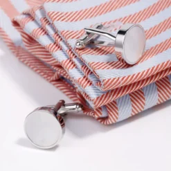 Round Silver Mother of Pearl Cufflinks