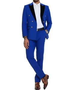 Royal Blue 2 Piece Slim Fit Double Breasted Tuxedo