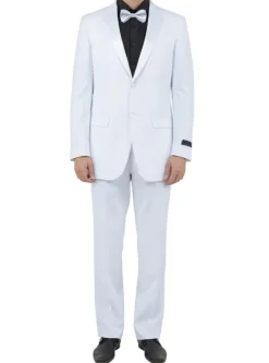 (38R) Regular Fit White 2 Piece Tuxedo With Slim Satin Lapel