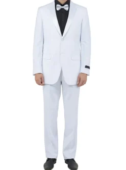 (38R) Regular Fit White 2 Piece Tuxedo With Slim Satin Lapel