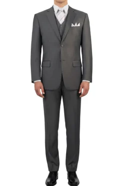 (46R & 52R) Heather Gray Regular Fit 3-Piece Suit