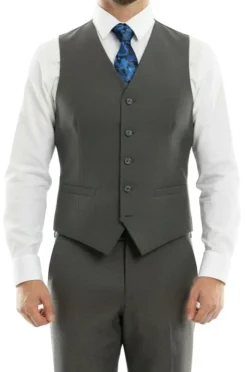 (38R, 40R, 46L) Modern Fit 3 Piece Dark Gray Wool Suit