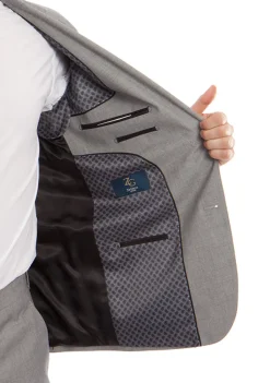 (36R, 44R, 46L) 100% Wool Modern Fit 2 Piece Gray Suit