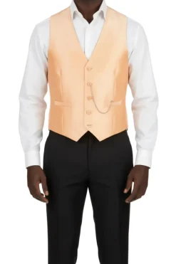 (50R) Slim Fit Satin Blazer and Vest - Melon