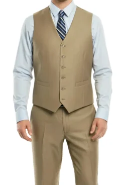 (38R, 38S, 52R) 3 Piece Modern Fit Suit - Stone/Khaki