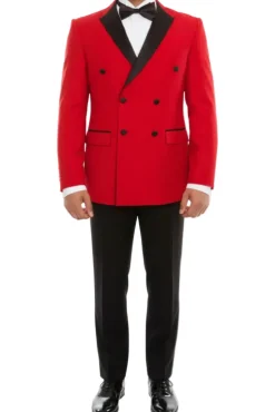 (46R, 46S) Slim fit Double Breasted Red Tuxedo