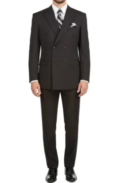 (40S) Black Regular Fit Double Breasted 2 Piece Suit