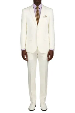 (38S, 40S, 42S, 44R) Ivory Slim Fit Men's 2 Piece Business Suit 2 Button
