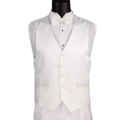 Santorini Collection - Regular Fit White Tuxedo 4 Piece with Vest Bow Tie Adjustable Waistband