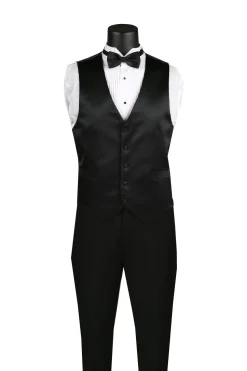 Santorini Collection - Regular Fit Red Tuxedo 4 Piece with Vest Bow Tie Adjustable Waistband