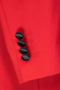 Santorini Collection - Regular Fit Red Tuxedo 4 Piece with Vest Bow Tie Adjustable Waistband