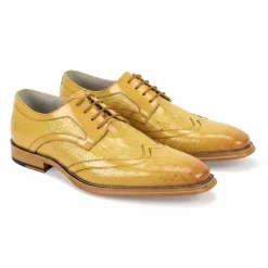 Shane Collection - Scotch Croco Print Wingtip Lace-up Dress Shoes