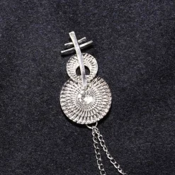 Silver Plated Rhinestone Diamond Double Chain Brooch
