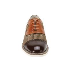 Sinclair Collection - Brown/Whiskey Plaid Leather Cap-Toe Dress Shoes