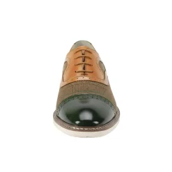 Sinclair Collection - Olive/Tan Plaid Leather Cap-Toe Dress Shoes