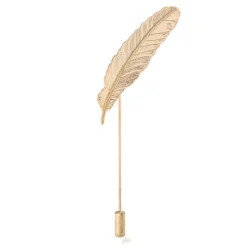 Slender Gold Feather Lapel Pin