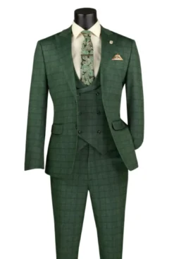 Slim Fit 3 Piece Stretch Fabric Suit in Green