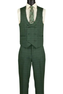 Slim Fit 3 Piece Stretch Fabric Suit in Green
