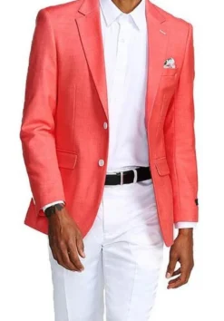 Slim Fit Blazer 2 Button in Solid Deep Salmon