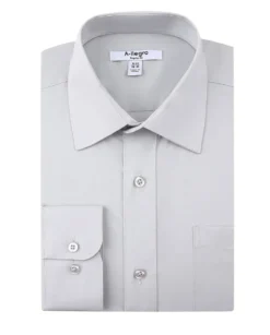 Slim Fit Cotton Convertible Cuff Dress Shirt In Gray