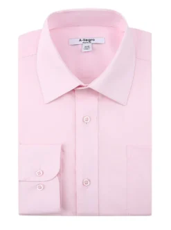 Slim Fit Cotton Convertible Cuff Dress Shirt In Pink
