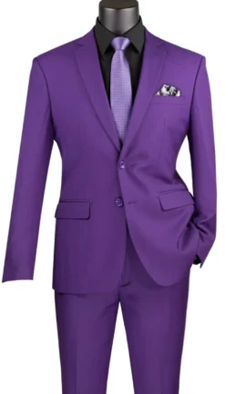 Slim Fit Men's Suit 2 Piece 2 Button in Purple