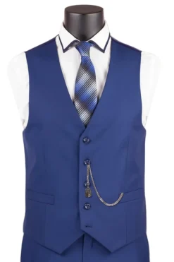 Slim Fit Business Men's Suit 3 Piece 2 Button in Twilight Blue