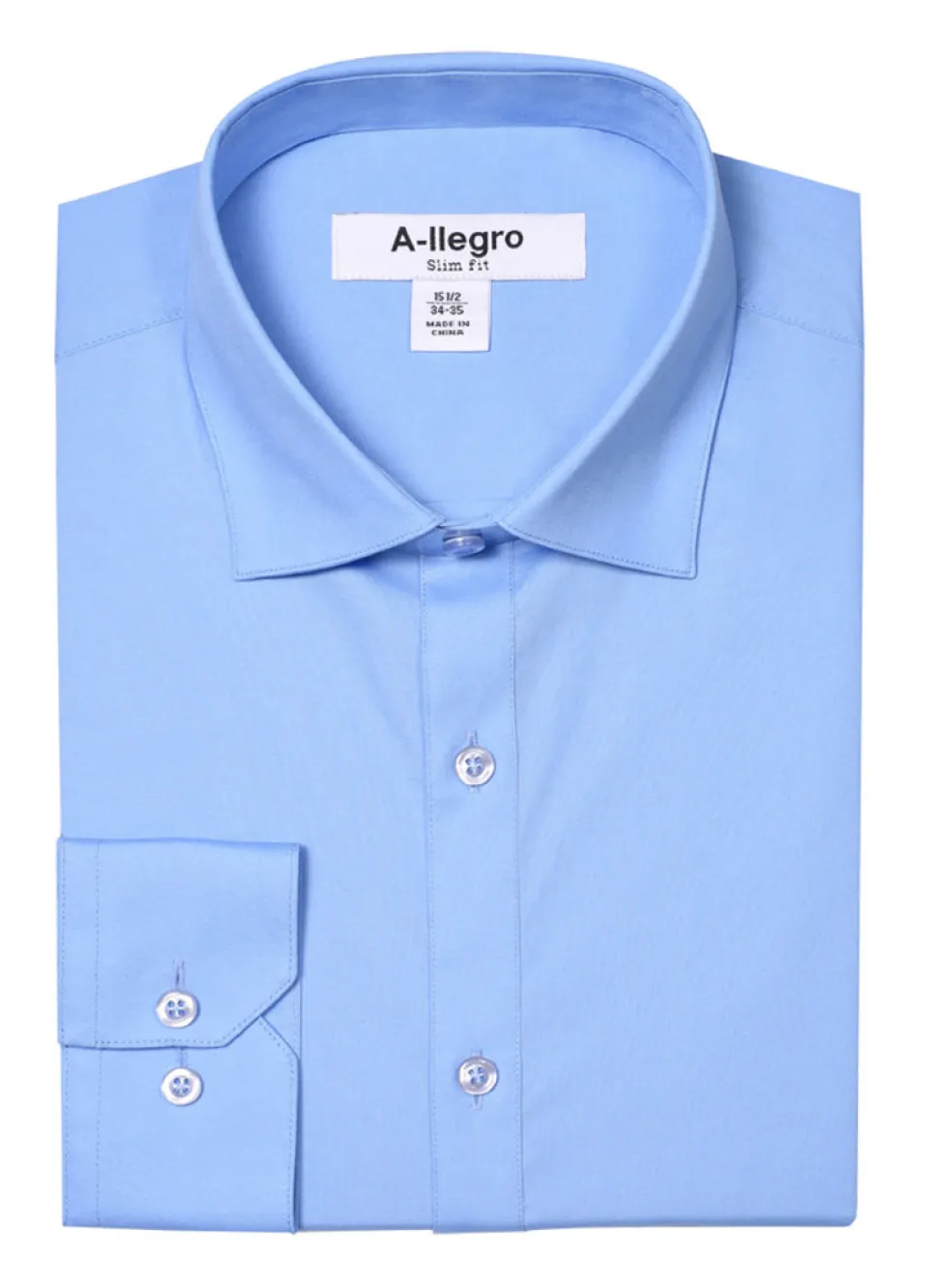 Slim Fit Cotton Convertible Cuff Dress Shirt In Sky Blue