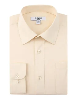 Slim Fit Cotton Convertible Cuff Dress Shirt In Beige