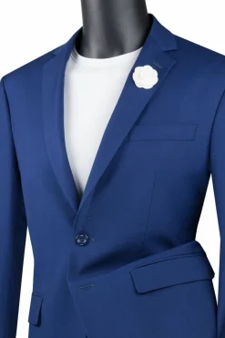 Slim Fit Men's Suit 2 Piece 2 Button in Twilight Blue